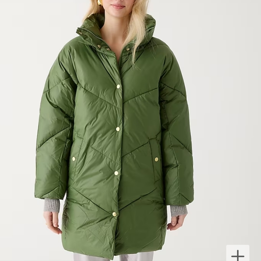 J.Crew Villa puffer coat with PrimaLoft Size Small Green